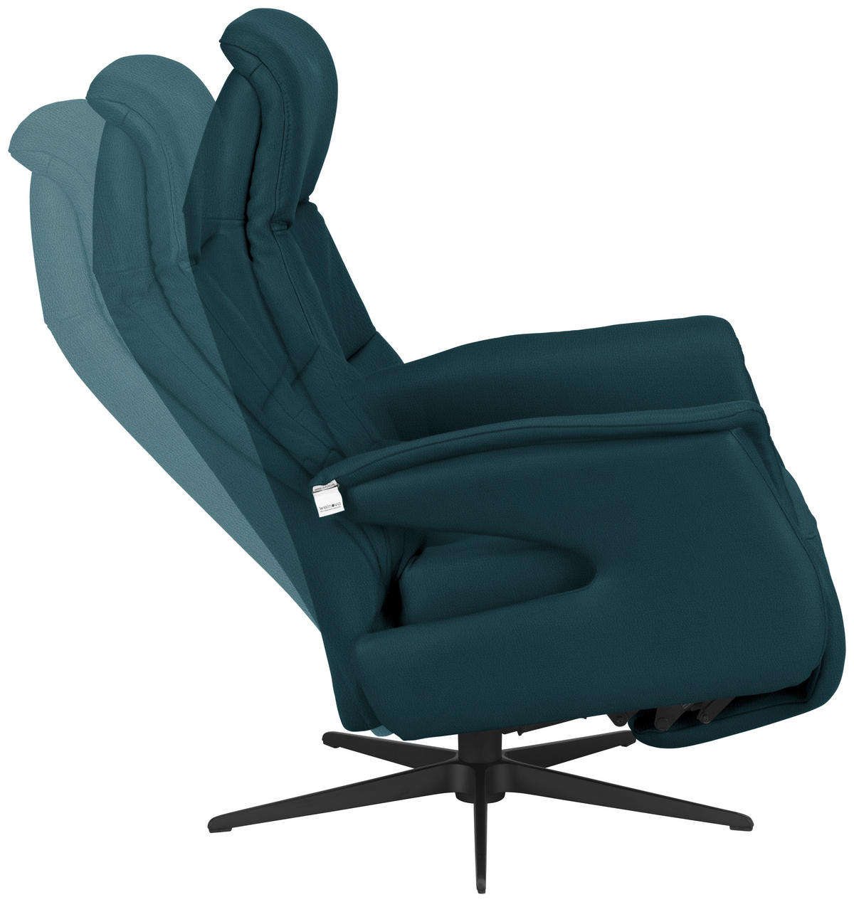 RELAXSESSEL in Leder Blau  - Blau/Schwarz, Design, Leder/Metall (74/105/83cm) - Welnova