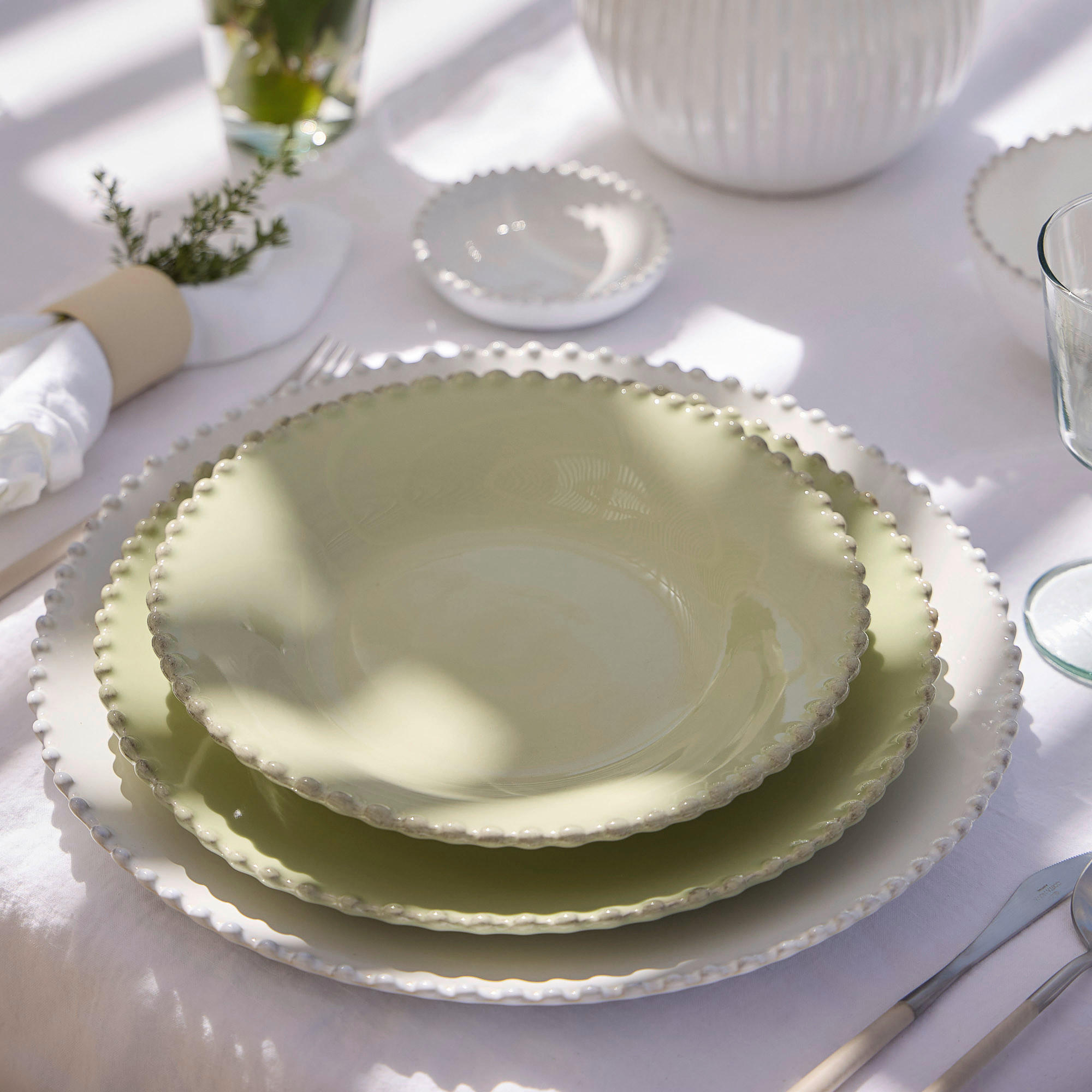 KOMBISERVICE Salbeigrün PEARL 12-teilig 4 Personen  - Salbeigrün, Basics, Keramik - Costa Nova
