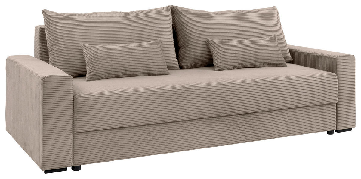 SCHLAFSOFA in Cord Beige  - Beige/Schwarz, Konventionell, Kunststoff/Textil (233/92/108cm) - Carryhome