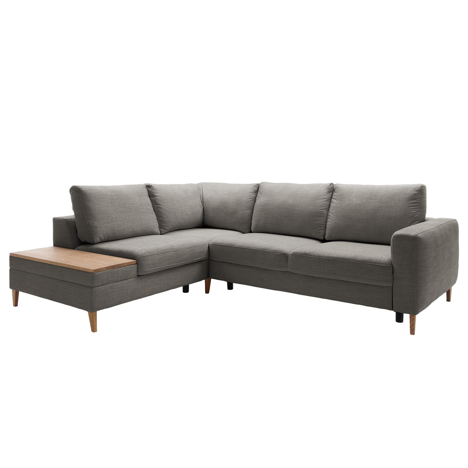 ECKSOFA in Webstoff Dunkelgrau - Dunkelgrau/Eschefarben, Modern, Holz/Textil (260/90/204cm) - Trendmanufaktur
