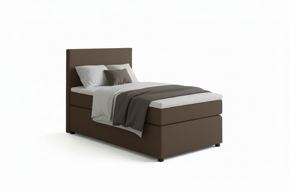 BOXSPRINGBETT 90/200 cm,  in Braun, Matratze, Topper, H3 = fest  - Schwarz/Braun, MODERN, Kunststoff/Textil (90/200cm) - MID.YOU