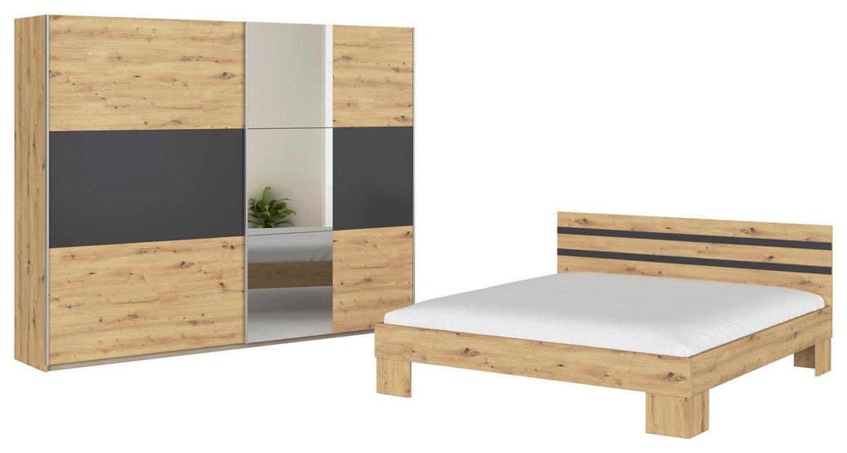 SCHLAFZIMMER Grau, Eiche Artisan  - Eiche Artisan/Grau, KONVENTIONELL, Holzwerkstoff