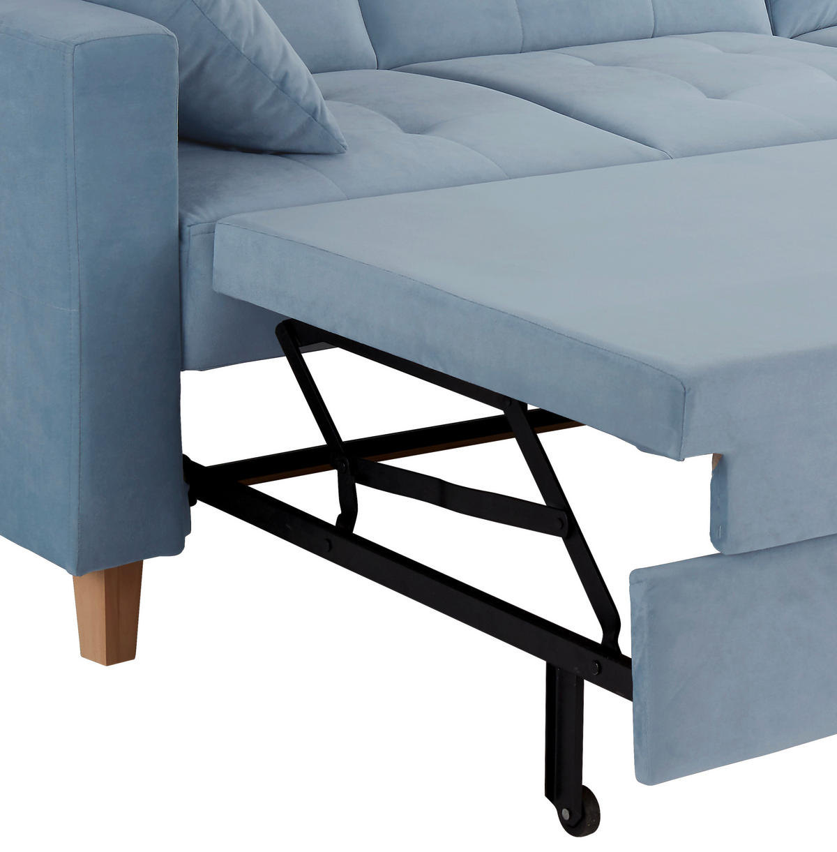 ECKSOFA Hellblau Samt  - Naturfarben/Hellblau, Design, Holz/Textil (231/160cm) - Livetastic