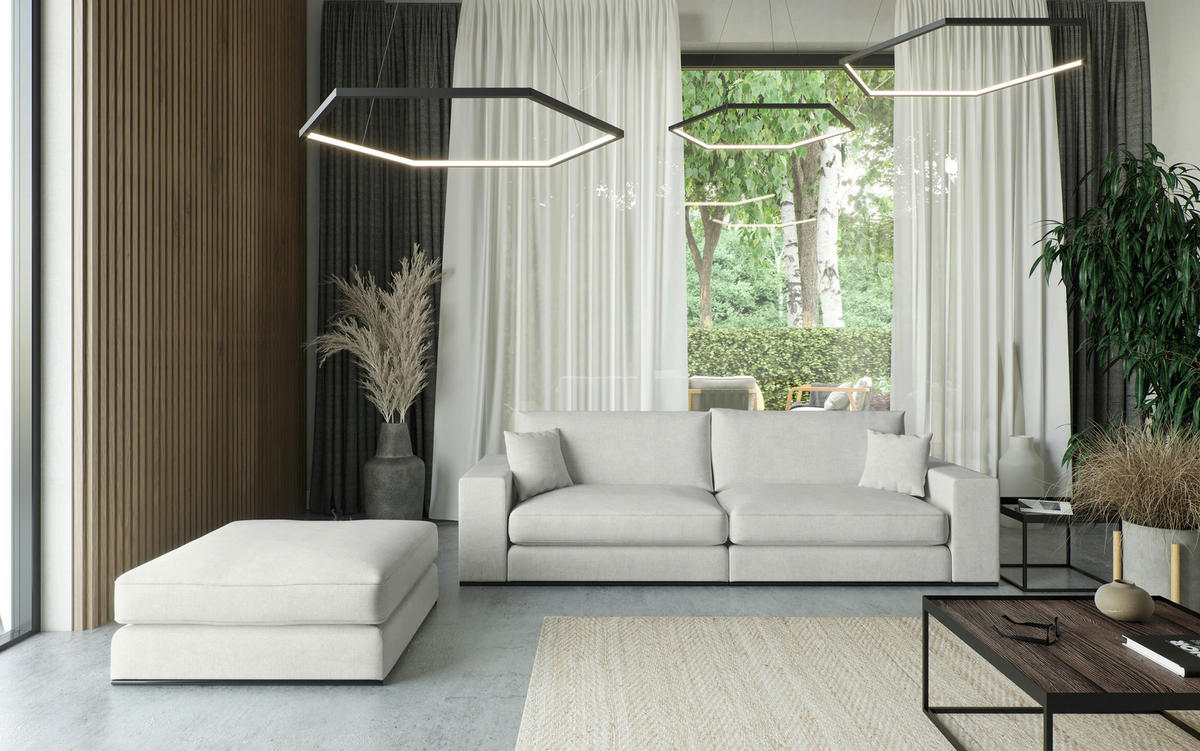 SITZGARNITUR in Webstoff Hellgrau  - Hellgrau/Schwarz, Design, Holz/Textil (278/85/103cm) - Livetastic