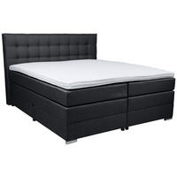 BOXSPRINGBETT 180/200 cm  in Schwarz  - Chromfarben/Schwarz, Konventionell, Kunststoff/Textil (180/200cm) - Boxxx