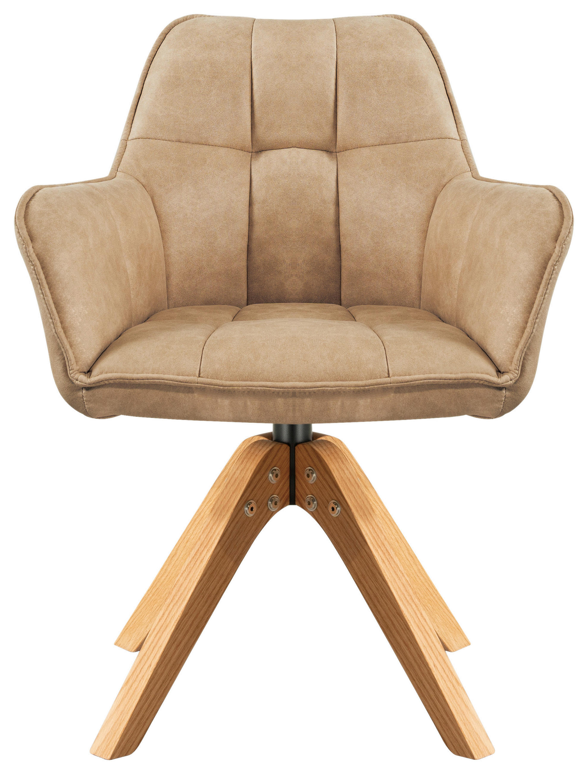 ARMLEHNSTUHL in Holz, Textil Eichefarben, Beige  - Eichefarben/Beige, Basics, Holz/Textil (61/85/63cm) - MID.YOU