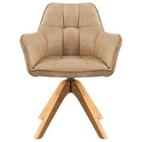 ARMLEHNSTUHL in Holz, Textil Eichefarben, Beige  - Eichefarben/Beige, Basics, Holz/Textil (61/85/63cm) - MID.YOU