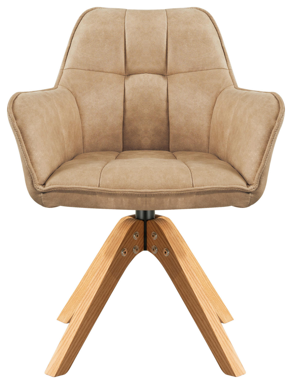 ARMLEHNSTUHL in Holz, Textil Eichefarben, Beige  - Eichefarben/Beige, Basics, Holz/Textil (61/85/63cm) - MID.YOU