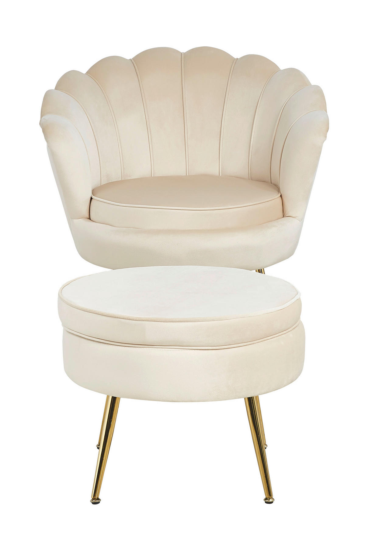 SESSEL in Samt Beige  - Beige/Goldfarben, MODERN, Textil/Metall (76/78/76cm) - Livetastic