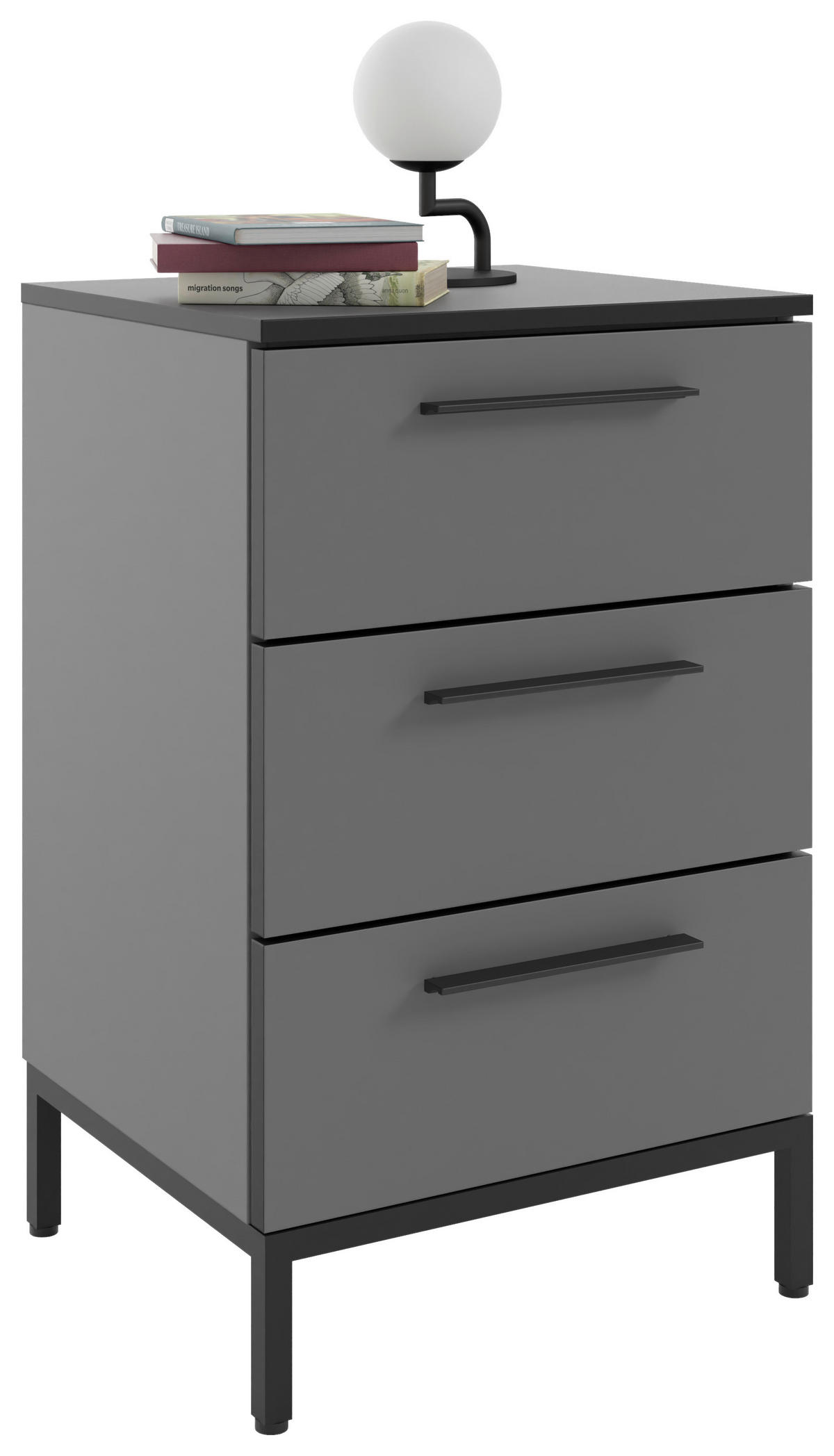 NACHTSCHRANK 45/72,4/40 cm  - Dunkelgrau/Schwarz, MODERN, Holzwerkstoff/Metall (45/72,4/40cm)