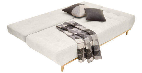 SCHLAFSOFA Flachgewebe Beige Rückenkissen, Armlehnenkissen, Bettkasten, Schlaffunktion, Rücken echt  - Beige/Naturfarben, Design, Holz/Textil (200/71/95cm) - Novel