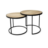 KLUBSKA MIZA, črna, barve akacije  - črna/barve akacije, Design, kovina/les (50/50cm) - Carryhome