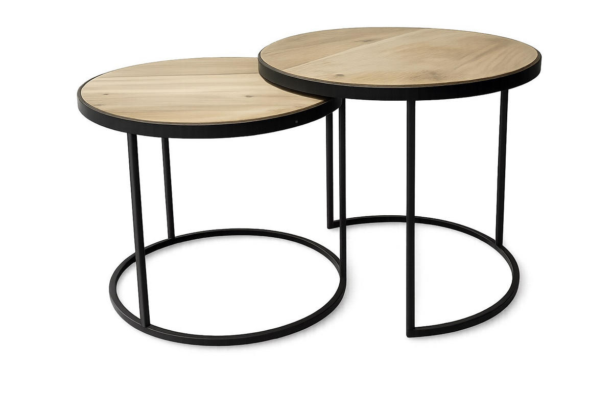 KLUBSKA MIZA, črna, barve akacije  - črna/barve akacije, Design, kovina/les (50/50cm) - Carryhome