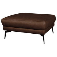 HOCKER Leder Dunkelbraun  - Dunkelbraun/Schwarz, Design, Leder/Metall (96/45/80cm) - P & B