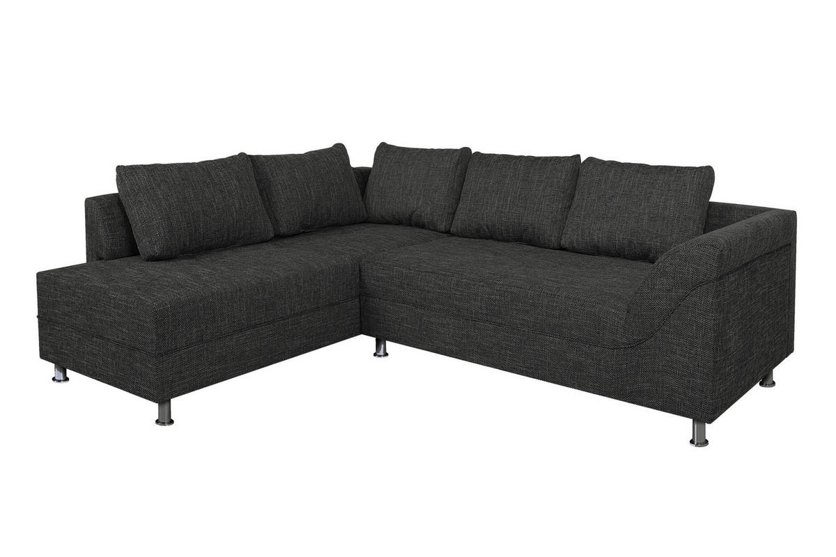 ECKSOFA Schwarz Webstoff  - Chromfarben/Schwarz, Design, Kunststoff/Textil (200/267cm) - P & B