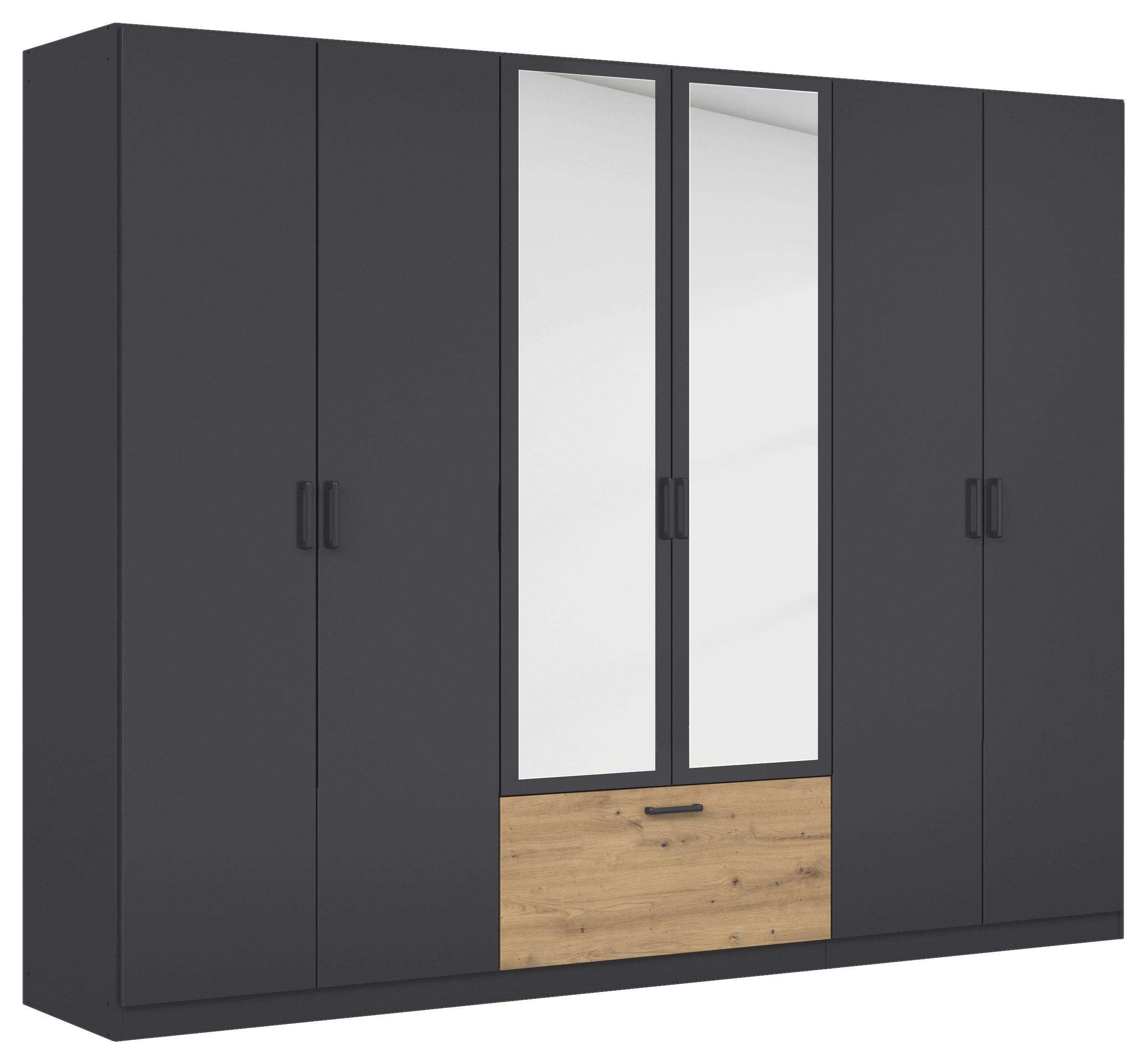 KLEIDERSCHRANK 271/210/54 cm,  in Grau, Eiche Artisan, 6-türig  - Eiche Artisan/Grau, Basics, Holzwerkstoff/Metall (271/210/54cm) - Rauch Möbel