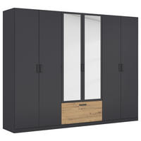 KLEIDERSCHRANK 271/210/54 cm,  in Grau, Eiche Artisan, 6-türig  - Eiche Artisan/Grau, Basics, Holzwerkstoff/Metall (271/210/54cm) - Rauch Möbel