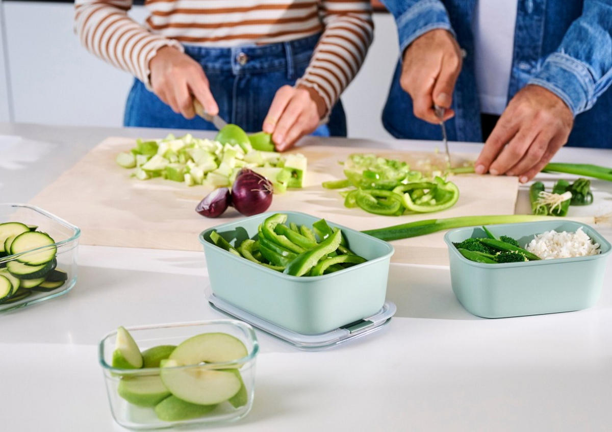 FRISCHHALTEDOSENSET EASYCLIP 3-teilig  - Transparent/Salbeigrün, KONVENTIONELL, Kunststoff - Mepal