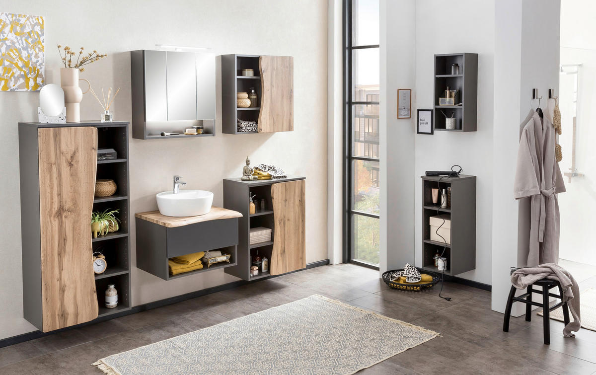 HÄNGESCHRANK 60/64/20 cm  - Eiche Wotan/Graphitfarben, Natur, Holzwerkstoff (60/64/20cm) - Xora