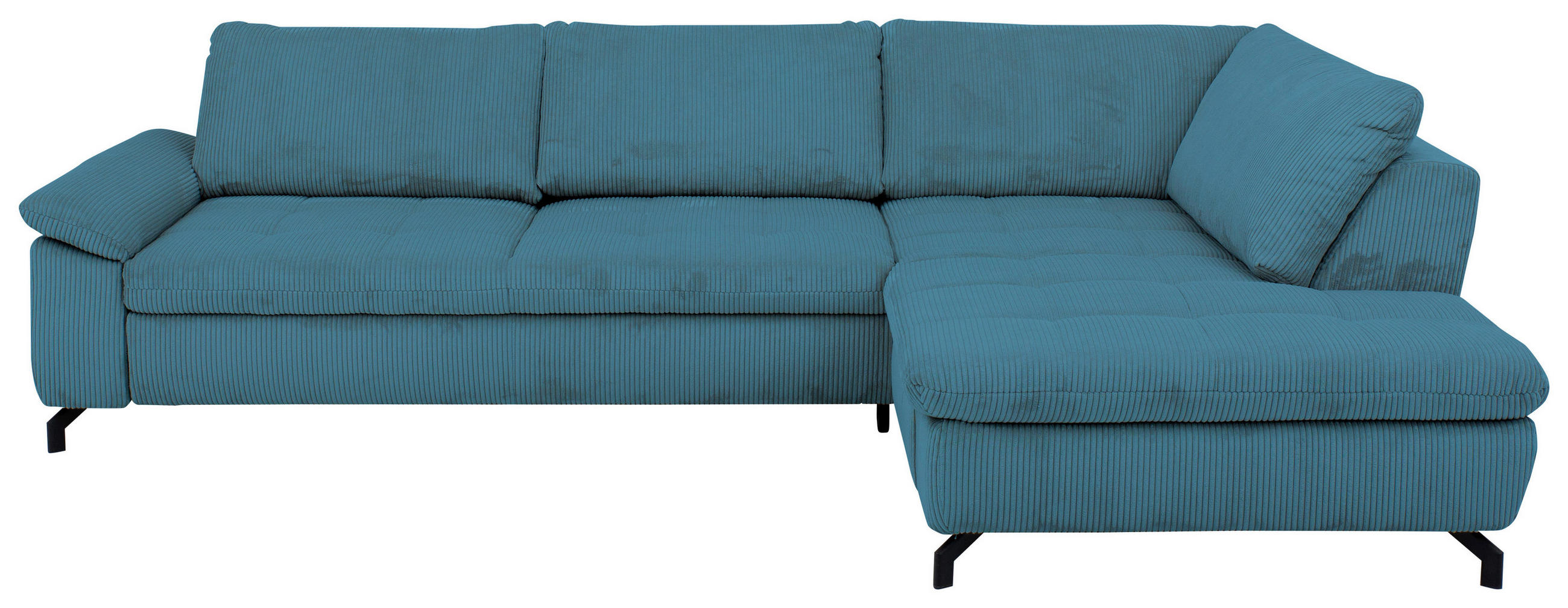 ECKSOFA Sense Petrol Cord, Velours  - Petrol/Schwarz, Design, Textil/Metall (291/197cm) - Beldomo Style