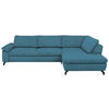 ECKSOFA in Cord, Velours Petrol  - Petrol/Schwarz, Design, Textil/Metall (291/197cm) - Beldomo Style