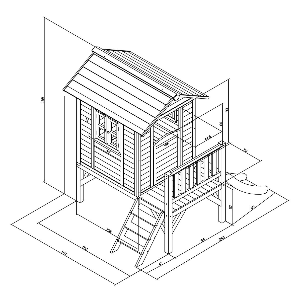SPIELHAUS 240/189/167 cm  - Weiss/Lila, Konventionell, Holz/Kunststoff (240/189/167cm)