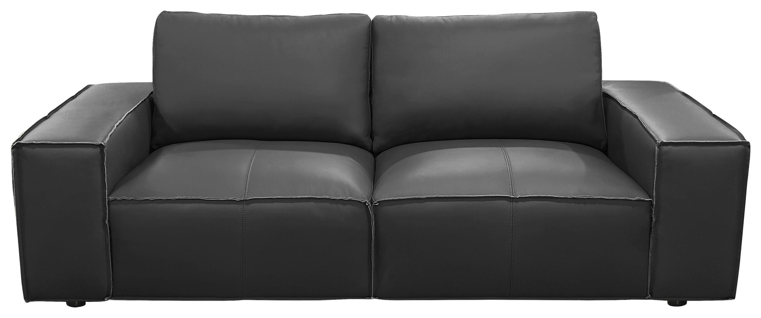 3-SITZER-SOFA VIVO Echtleder Schwarz  - Schwarz, Design, Leder/Kunststoff (236/76/96cm) - MID.YOU