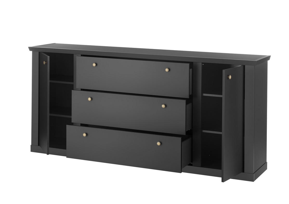 SIDEBOARD  205/92/42 cm 3 Schublade(n)  - Eichefarben/Messingfarben, Design, Holzwerkstoff/Metall (205/92/42cm) - MID.YOU