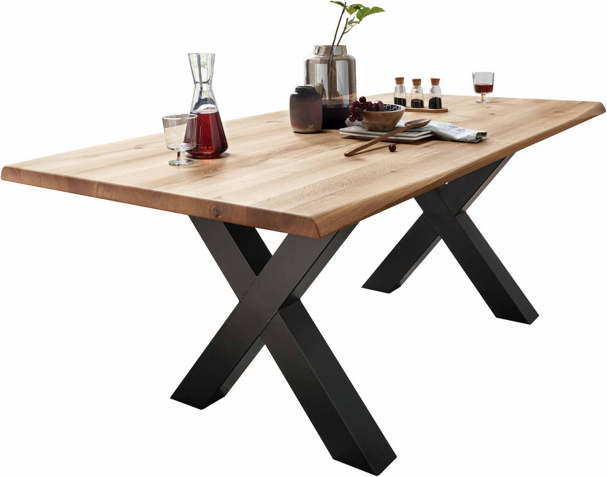 ESSTISCH in Holz 260/100/75 cm  - Wildeiche/Schwarz, LIFESTYLE, Holz/Metall (260/100/75cm) - Linea Natura