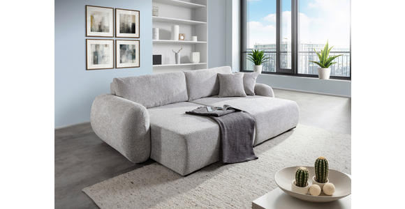 BIGSOFA Flachgewebe Grau  - Schwarz/Grau, KONVENTIONELL, Kunststoff/Textil (250/72/145cm) - Carryhome