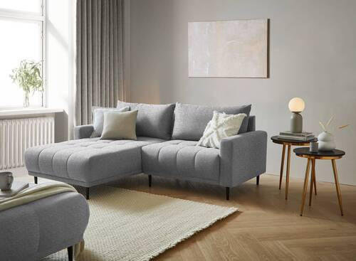 ECKSOFA Grau Webstoff  - Schwarz/Grau, Design, Holz/Textil (160/215cm) - Stylife