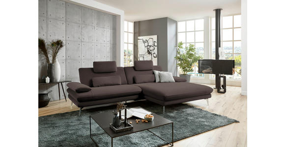 ECKSOFA in Webstoff Dunkelbraun  - Dunkelbraun/Schwarz, Design, Textil/Metall (284/184cm) - Dieter Knoll