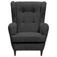 OHRENSESSEL Mikrovelours Anthrazit  - Anthrazit/Schwarz, Basics, Holz/Textil (78/102/98cm) - Carryhome