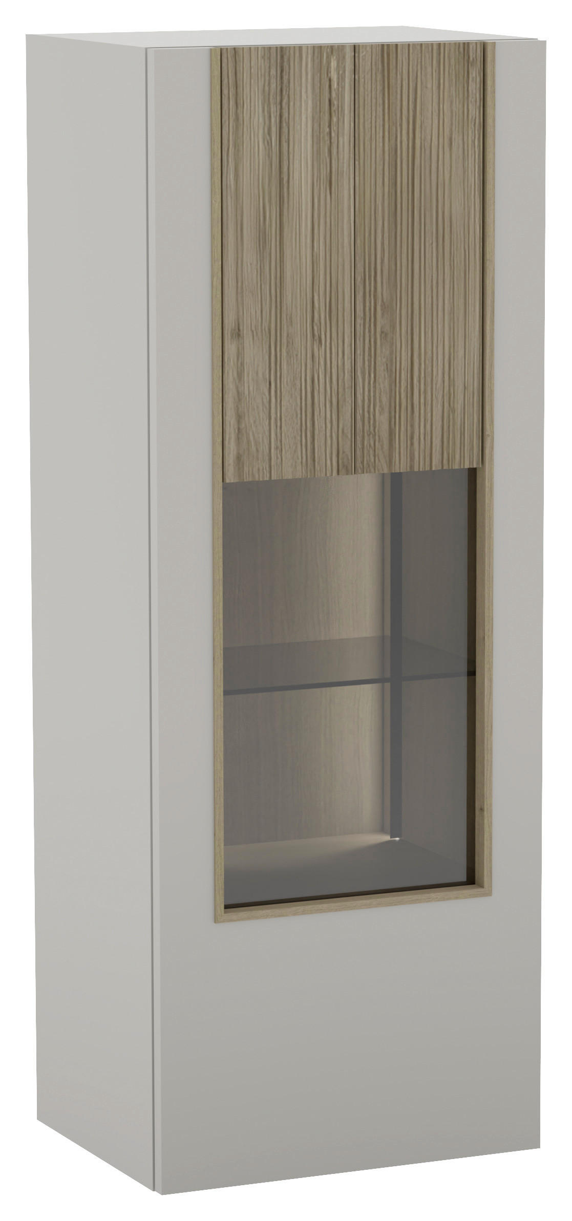 ZÁVĚSNÁ VITRÍNA, divoký dub, šedá, 48/128/38 cm - šedá/divoký dub, Design, dřevo/sklo (48/128/38cm) - Voglauer