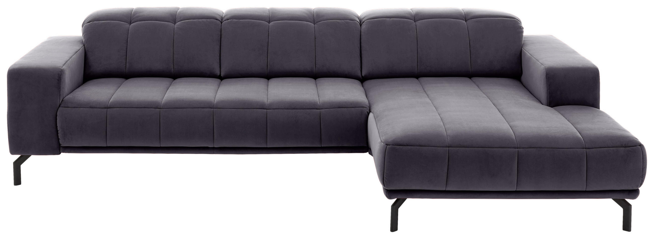 ECKSOFA Anthrazit Velours  - Anthrazit/Schwarz, Design, Textil/Metall (293/195cm) - Beldomo Style