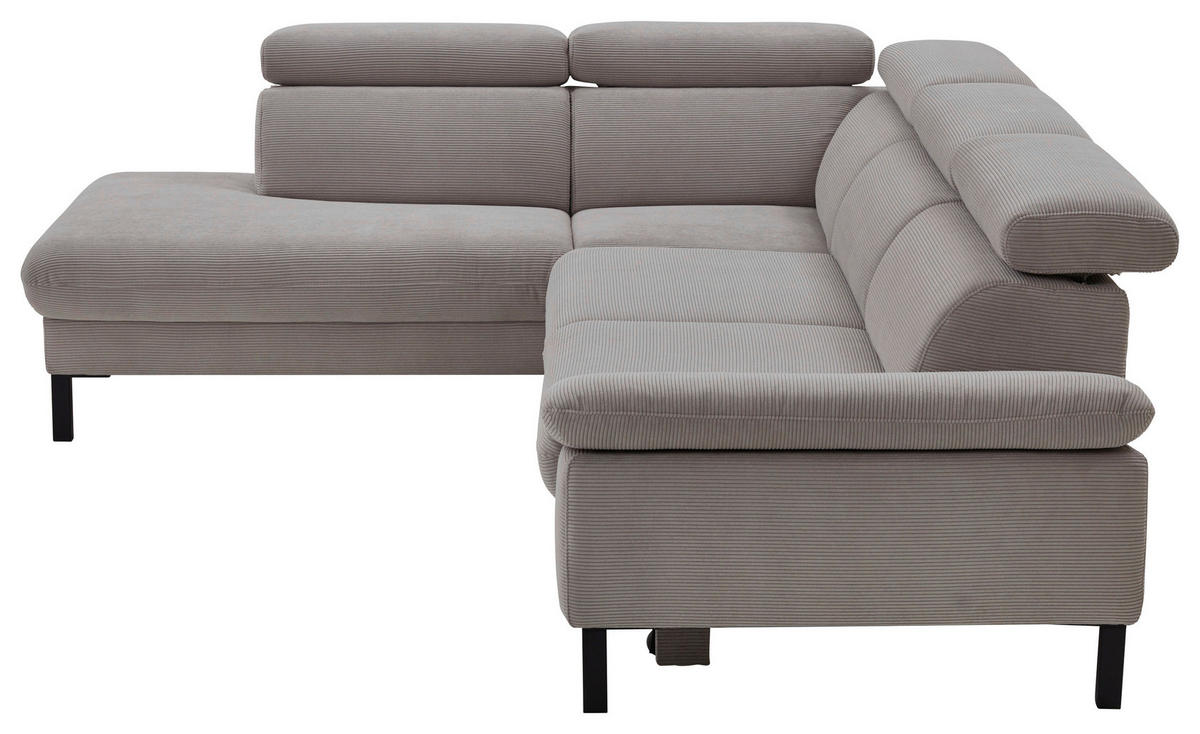 CANAPÉ D'ANGLE in Cord Grau  - Schwarz/Grau, Design, Holzwerkstoff/Textil (217/272cm) - Pure Home Comfort
