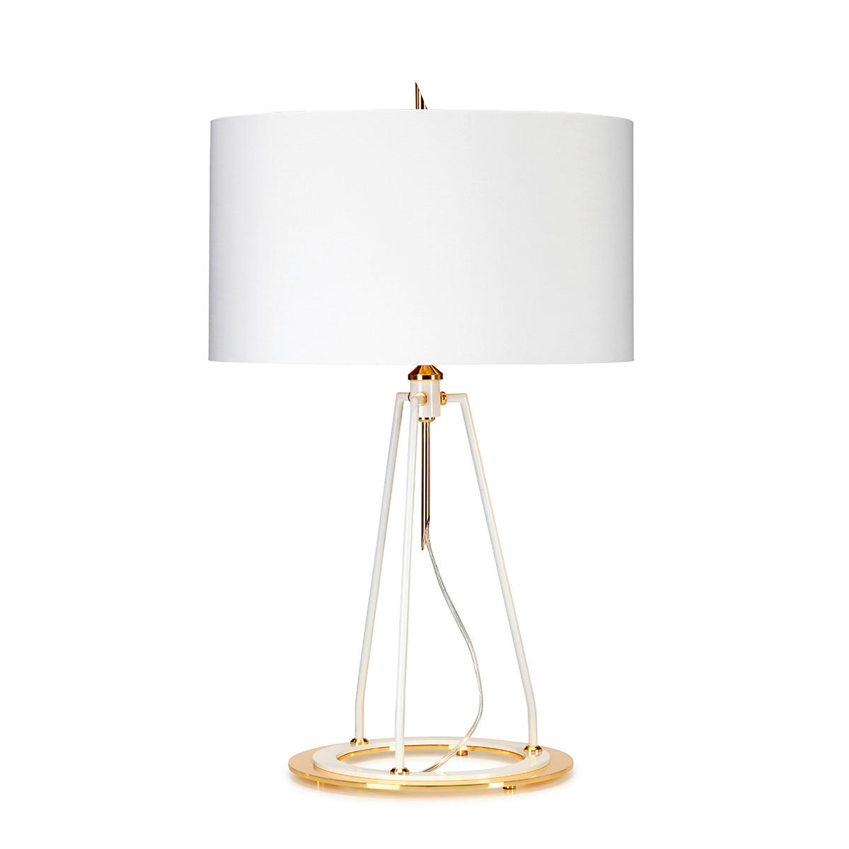 TISCHLEUCHTE - Weiss/Goldfarben, Konventionell, Textil/Metall (45/73.7cm) - Elstead Lighting