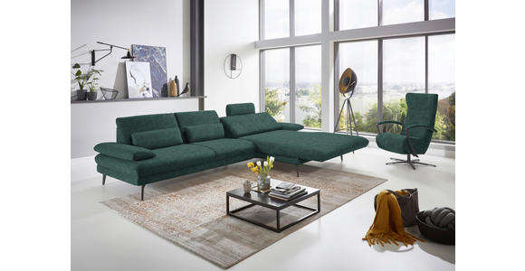 ECKSOFA in Velours Blau, Grün 310/180 cm - Blau/Schwarz, Design, Textil/Metall (310/180cm) - Dieter Knoll