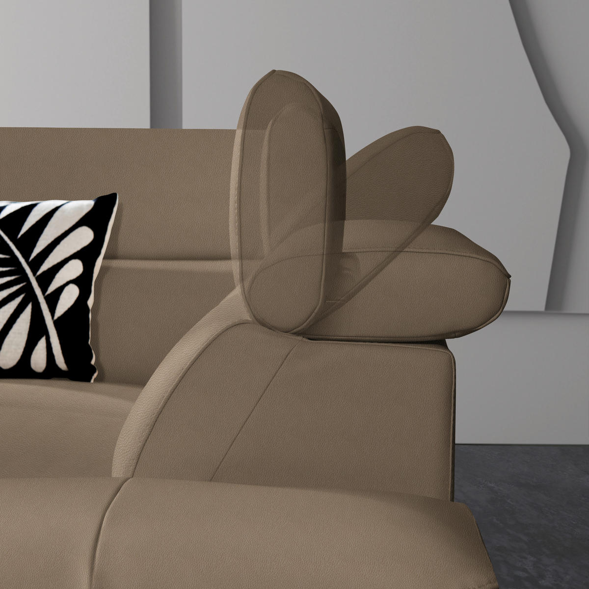 ECKSOFA Echtleder Hellbraun  - Hellbraun/Schwarz, Design, Leder/Metall (225/281cm) - Celina Home