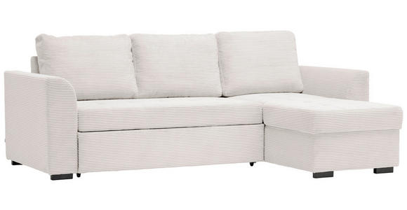 ECKSOFA Creme Cord, Velours  - Creme/Schwarz, Design, Kunststoff/Textil (155/243cm) - Xora