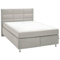 BOXSPRINGBETT 140/200 cm  in Weiss  - Weiss/Alufarben, Konventionell, Textil/Metall (140/200cm) - Dieter Knoll