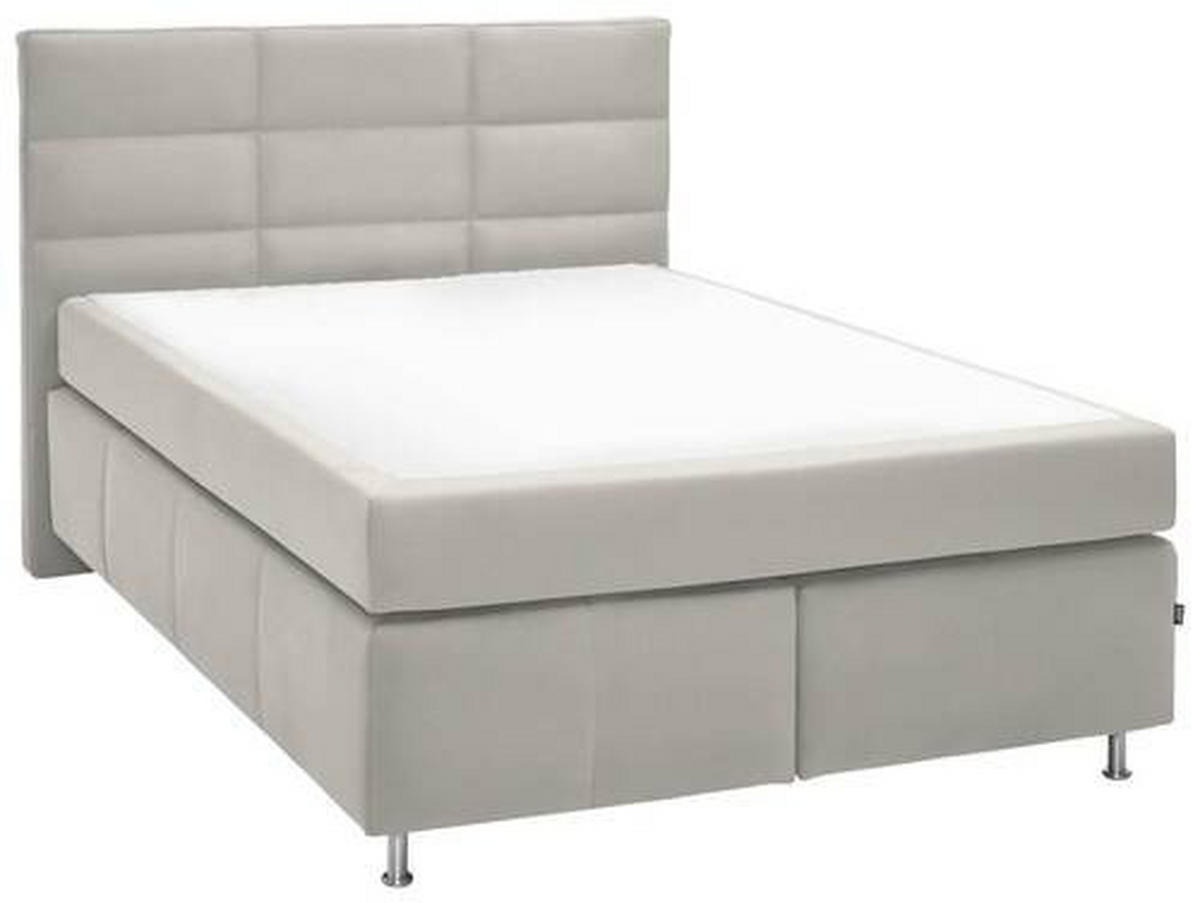 BOXSPRINGBETT 140/200 cm  in Weiss  - Weiss/Alufarben, Konventionell, Textil/Metall (140/200cm) - Dieter Knoll