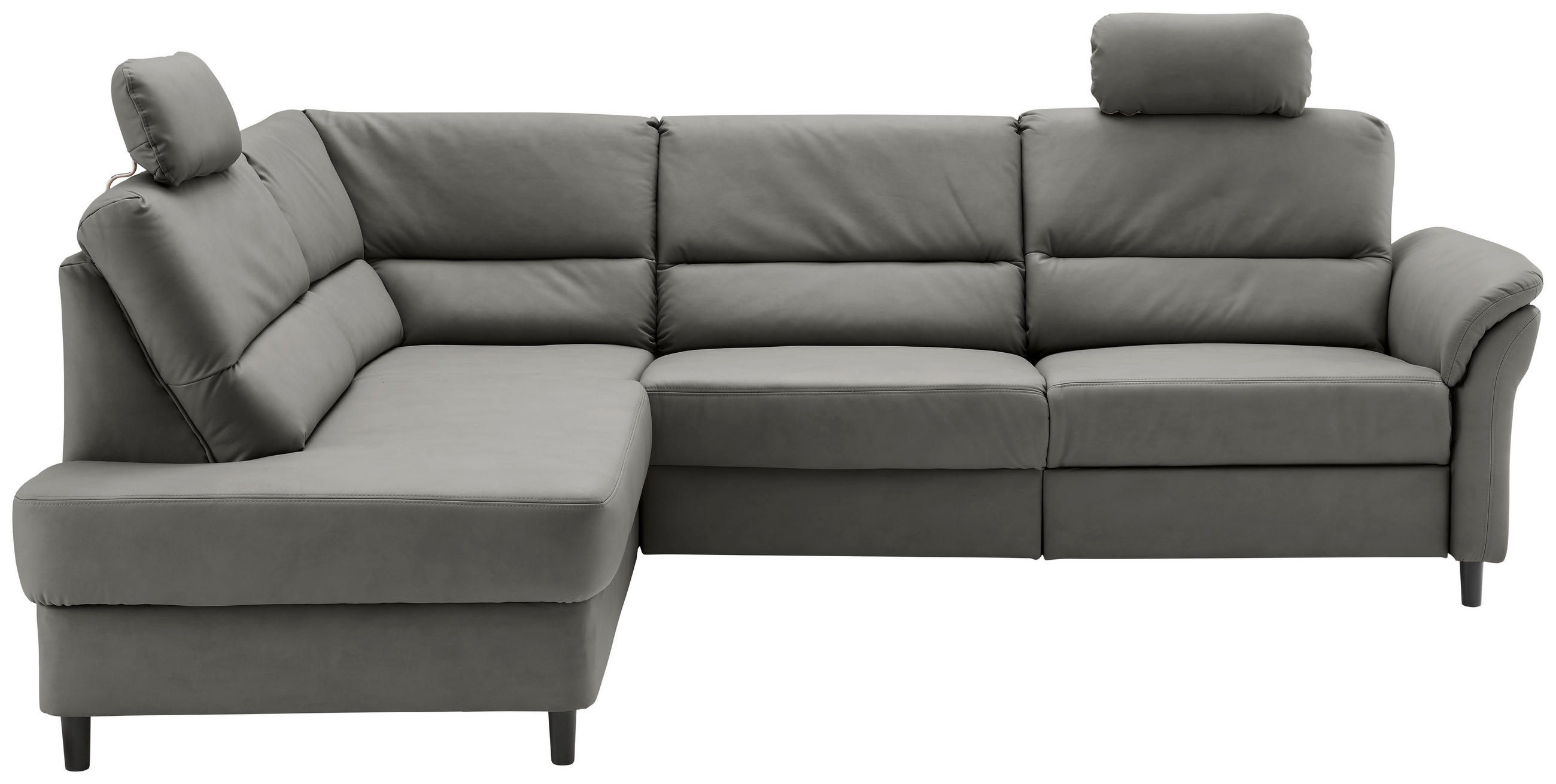 ECKSOFA Grau Lederlook  - Schwarz/Grau, MODERN, Holz/Textil (190/266cm) - Livetastic