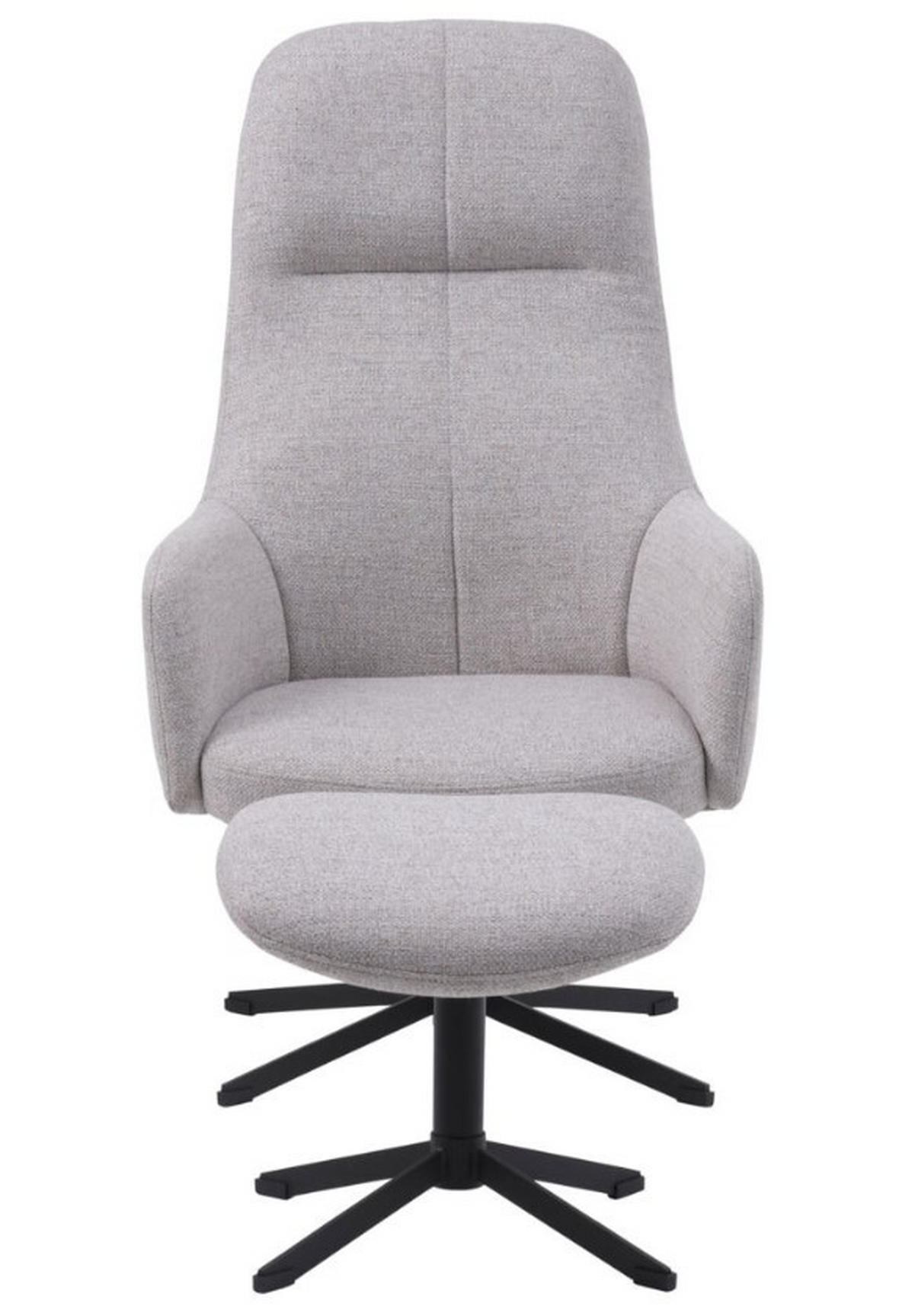 FÅTÖLJ MED FOTPALL i metall, textil svart, ljusgrå  - ljusgrå/svart, Design, metall/textil (67/116,5/78cm) - Best Price