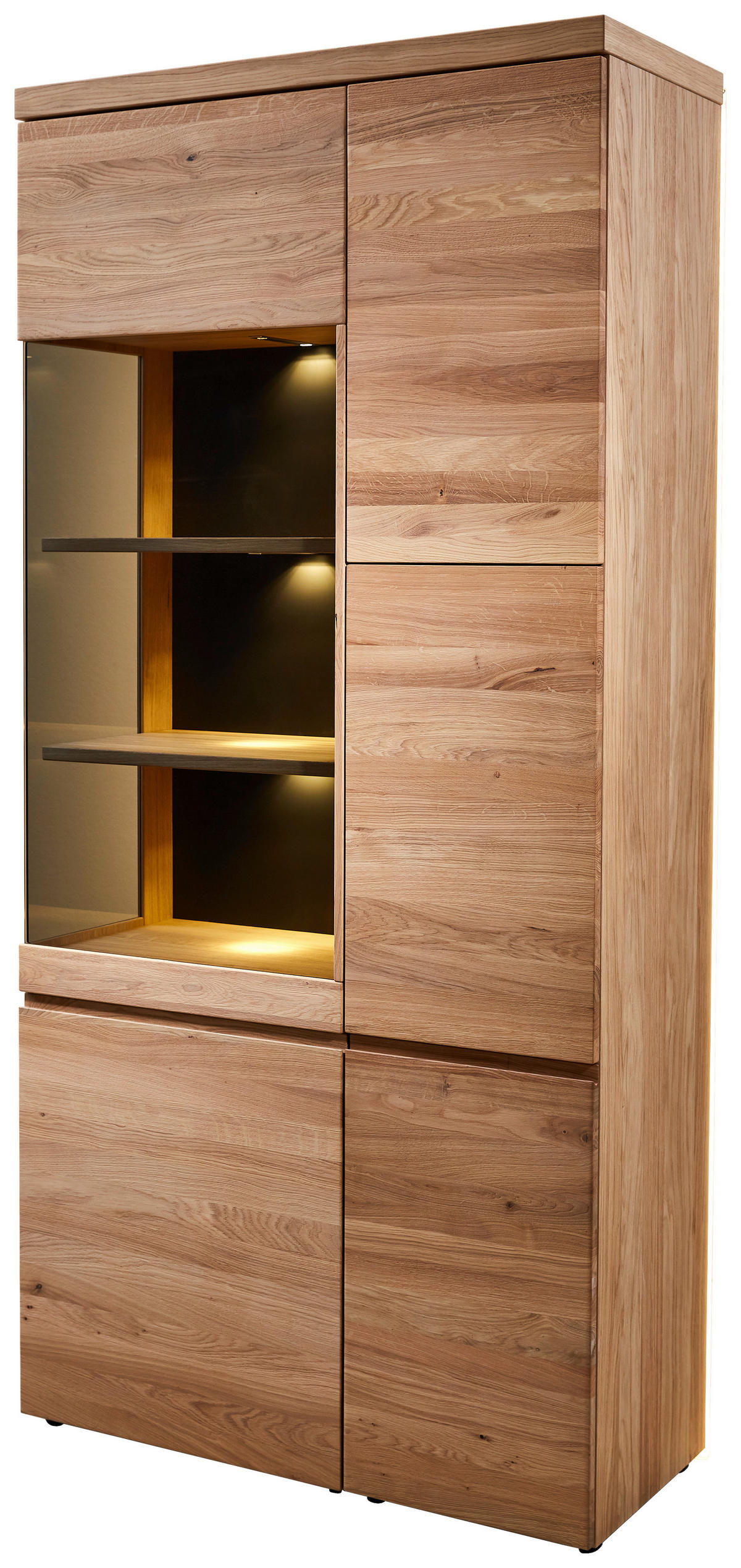 VITRINE in teilmassiv Wildeiche Anthrazit, Eichefarben  - Eichefarben/Anthrazit, Natur, Glas/Holz (100/211/43cm) - Venjakob