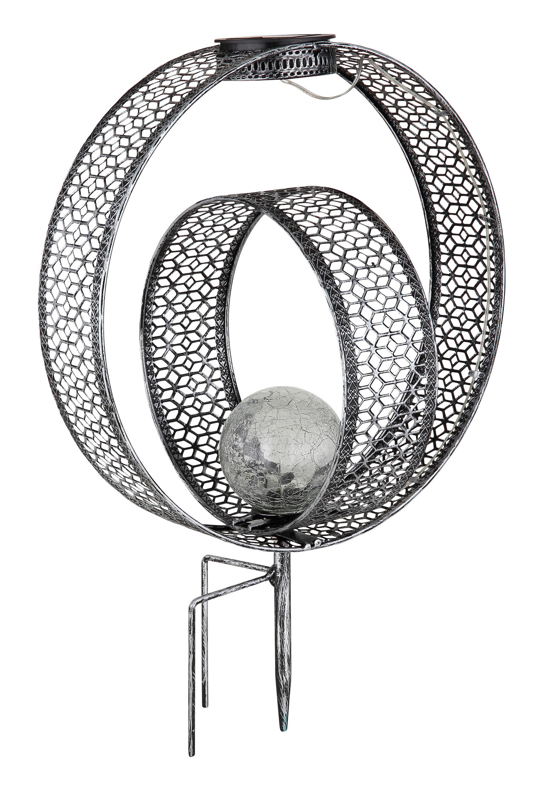 SOLCELLSLAMPA - klar/silver, Design, metall/glas (30/20/42cm) - Globo