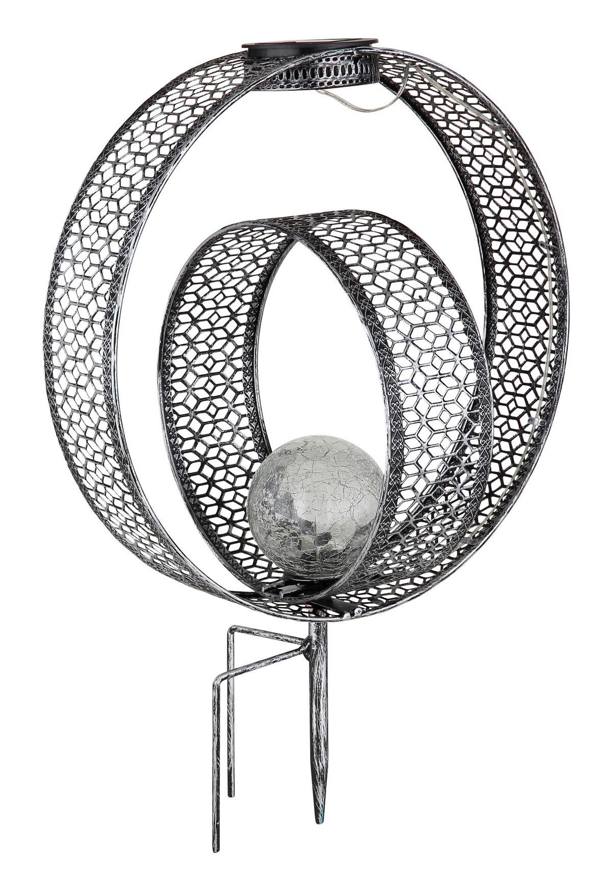 SOLCELLSLAMPA - klar/silver, Design, metall/glas (30/20/42cm) - Globo