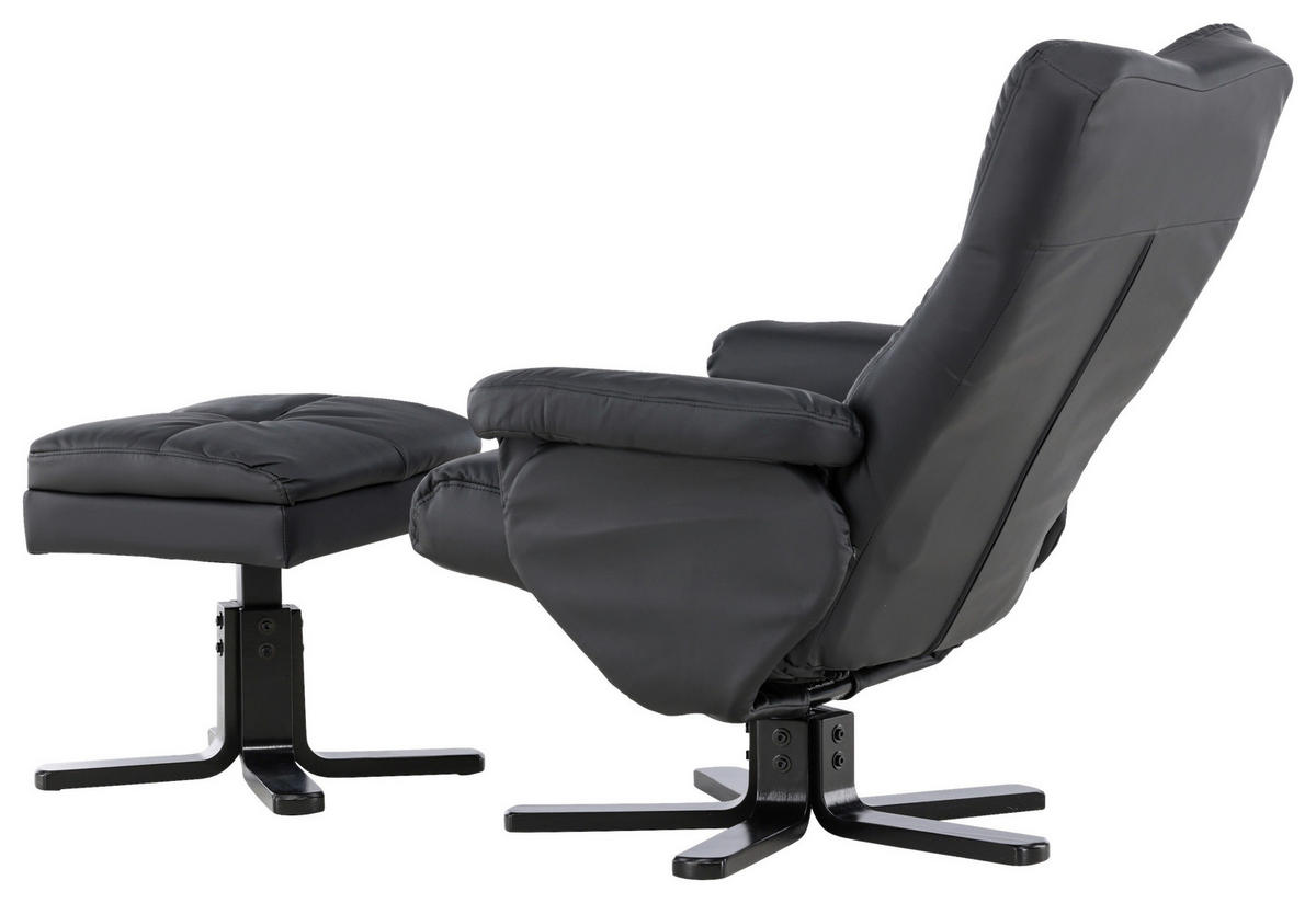 RELAXSESSELSET Lederlook (vegan)    - Schwarz, Design, Textil/Metall (78/101/90cm) - Livetastic