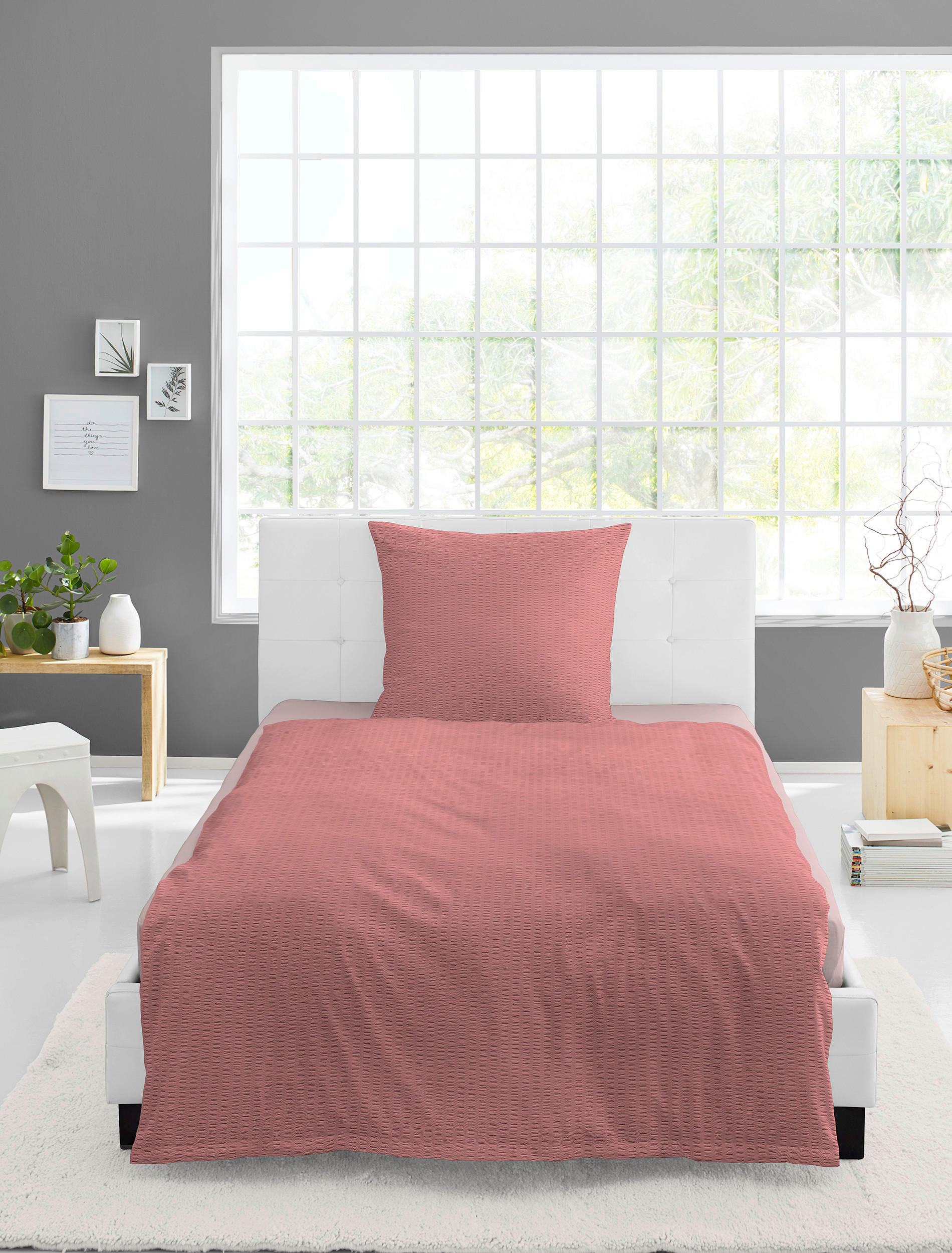 BETTWÄSCHE Seersucker 135/200 cm  - Rosa, Basics, Textil (135/200cm) - Bierbaum