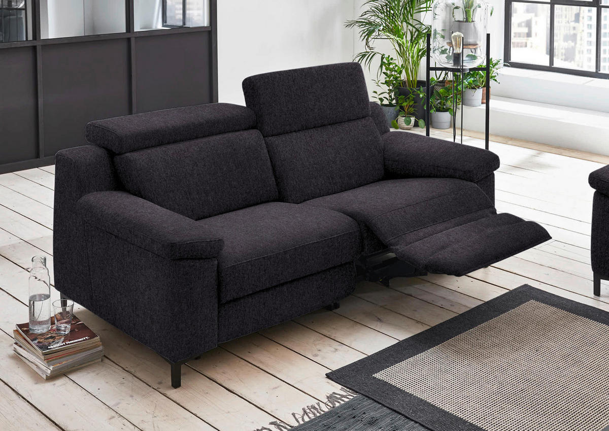 2,5-SITZER in Chenille Anthrazit  - Anthrazit/Schwarz, Design, Textil/Metall (188/84-104/104cm) - Valdera